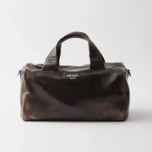 Prada Unisex Small Nappa Leather Duffle Bag-Dark Brown 2VC046