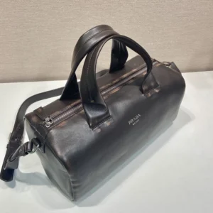 Prada Unisex Small Nappa Leather Duffle Bag-Dark Brown 2VC046