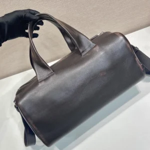 Prada Unisex Small Nappa Leather Duffle Bag-Dark Brown 2VC046