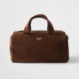 Prada Unisex Small Suede Duffle Bag-Coffee 2VC046