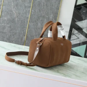 Prada Unisex Small Suede Duffle Bag-Coffee 2VC046