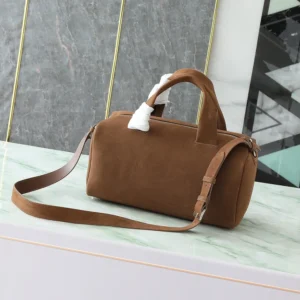 Prada Unisex Small Suede Duffle Bag-Coffee 2VC046