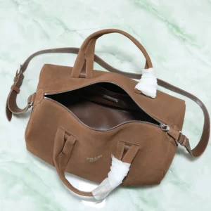 Prada Unisex Small Suede Duffle Bag-Coffee 2VC046