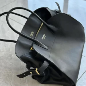 Prada Women Large Leather Tote Bag-Black 1BG571