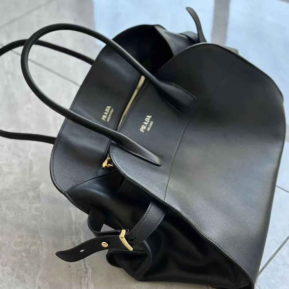 Prada Women Large Leather Tote Bag-Black 1BG571 8 Prada Women Large Leather Tote Bag-Black 1BG571