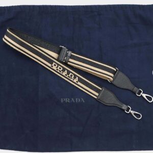 Prada Women Shoulder Strap with Silver-tone Hardware and Embroidered Logo