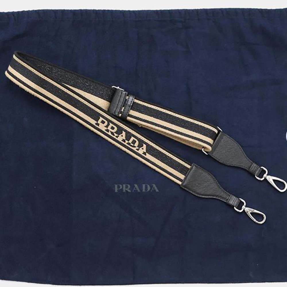 Prada Women Shoulder Strap with Silver-tone Hardware and Embroidered Logo