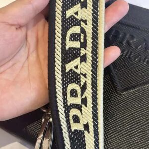Prada Women Shoulder Strap with Silver-tone Hardware and Embroidered Logo