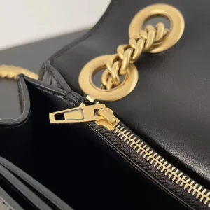 Balenciaga Women Small Crush Shoulder Bag in Black Shiny Crocodile Embossed Leather