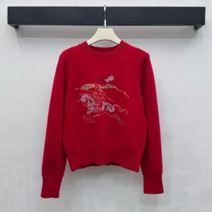 Burberry Women Cross Stitch EKD Wool Cashmere Sweater-Red 81185951