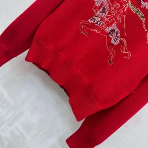 Burberry Women Cross Stitch EKD Wool Cashmere Sweater-Red 81185951
