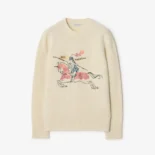 Burberry Women Cross Stitch EKD Wool Cashmere Sweater-White 81225531