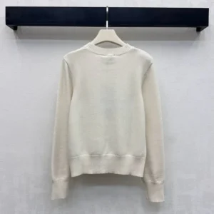 Burberry Women Cross Stitch EKD Wool Cashmere Sweater-White 81225531