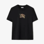 Burberry Women EKD Check Cotton T-shirt-Black 81161641