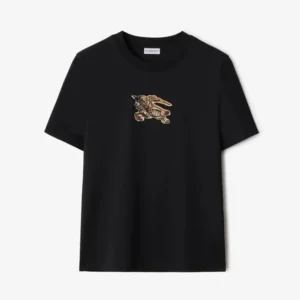 Burberry Women EKD Check Cotton T-shirt-Black 81161641