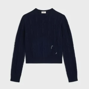 Celine Men Crewneck Sweater In Chains Cashmere-Navy RY0MF0Y51