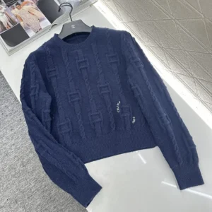 Celine Men Crewneck Sweater In Chains Cashmere-Navy RY0MF0Y51