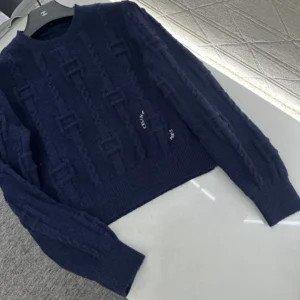 Celine Men Crewneck Sweater In Chains Cashmere-Navy RY0MF0Y51