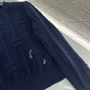 Celine Men Crewneck Sweater In Chains Cashmere-Navy RY0MF0Y51