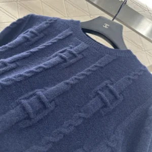 Celine Men Crewneck Sweater In Chains Cashmere-Navy RY0MF0Y51