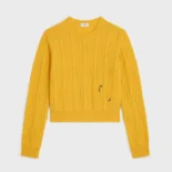 Celine Men Crewneck Sweater In Chains Cashmere-Yellow RY0MF0Y51