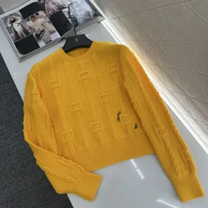 Celine Men Crewneck Sweater In Chains Cashmere-Yellow RY0MF0Y51
