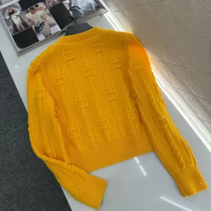 Celine Men Crewneck Sweater In Chains Cashmere-Yellow RY0MF0Y51