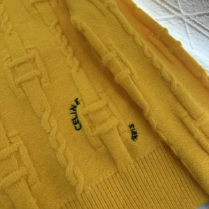 Celine Men Crewneck Sweater In Chains Cashmere-Yellow RY0MF0Y51