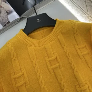 Celine Men Crewneck Sweater In Chains Cashmere-Yellow RY0MF0Y51