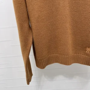 Celine Men V-Neck Sweater in Cashmere-Brown RY0RC0V09