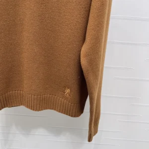 Celine Men V-Neck Sweater in Cashmere-Brown RY0RC0V09