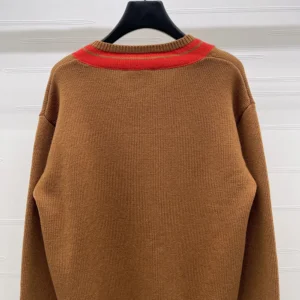 Celine Men V-Neck Sweater in Cashmere-Brown RY0RC0V09