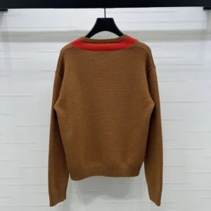 Celine Men V-Neck Sweater in Cashmere-Brown RY0RC0V09