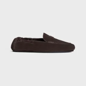 Celine Unisex Adam Loafer In Suede Calfskin-Chocolate 365167029C