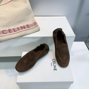 Celine Unisex Adam Loafer In Suede Calfskin-Chocolate 365167029C