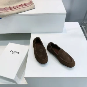 Celine Unisex Adam Loafer In Suede Calfskin-Chocolate 365167029C