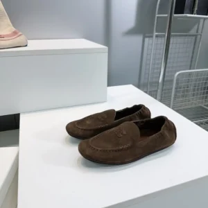 Celine Unisex Adam Loafer In Suede Calfskin-Chocolate 365167029C