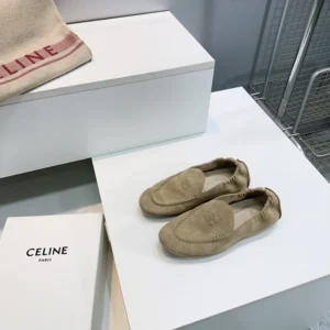 Celine Unisex Adam Loafer In Suede Calfskin-Natural 365167029C