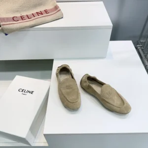 Celine Unisex Adam Loafer In Suede Calfskin-Natural 365167029C