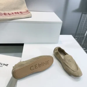 Celine Unisex Adam Loafer In Suede Calfskin-Natural 365167029C