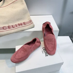 Celine Unisex Adam Loafer In Suede Calfskin-Pink 365167029C