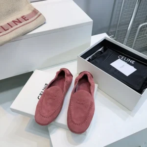 Celine Unisex Adam Loafer In Suede Calfskin-Pink 365167029C