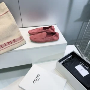 Celine Unisex Adam Loafer In Suede Calfskin-Pink 365167029C
