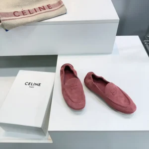 Celine Unisex Adam Loafer In Suede Calfskin-Pink 365167029C