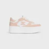 Celine Women Block Wedge Sneaker With Triomphe Patch In Calfskin And Suede Calfskin-Pink 10 Celine Women Block Wedge Sneaker With Triomphe Patch In Calfskin And Suede Calfskin-Pink
