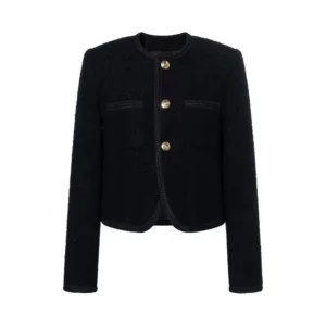 Celine Women Chasseur Jacket in Boucle Tweed-Black