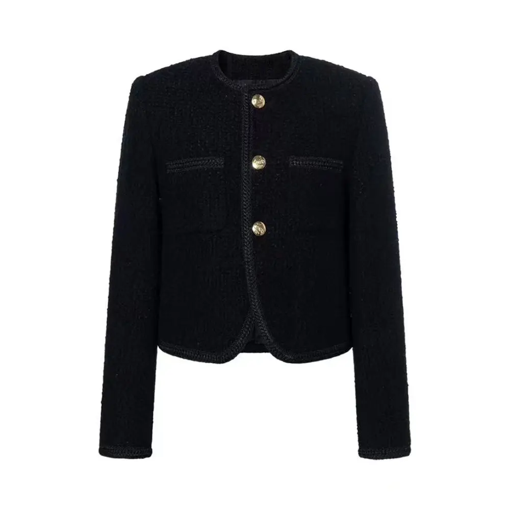 Celine Women Chasseur Jacket in Boucle Tweed-Black