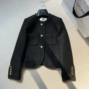 Celine Women Classic Chasseur Jacket in Boucle Tweed-Black