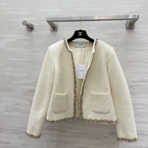 Celine Women Embroidered Chelsea Jacket in Silk Natté RV0OH0515