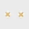Celine Women Les Perles Celine Studs in Strass esin Pearls and Brass with Gold Finish